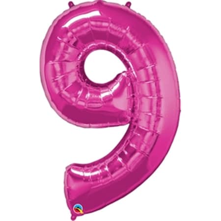 42 In. Number 9 Magenta Shape Air Fill Foil Balloon